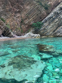 Scenic view of rock formation in sea