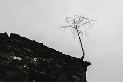 Low angle view of rock formation against clear sky