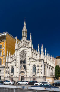 View of buildings against clear sky