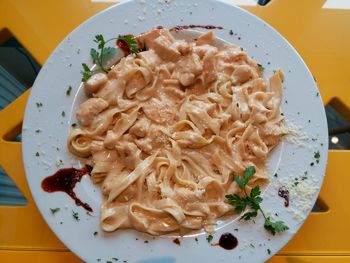 High angle view of meal served in plate