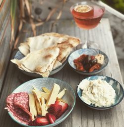 High angle view of breakfast on table