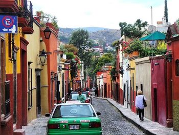 Road passing through city