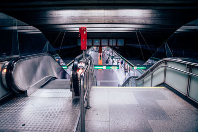 View of escalator in subway station