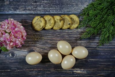 High angle view of vegetables on table