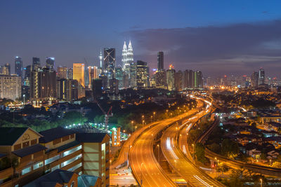 Illuminated city at night