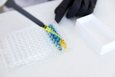 High angle view of pen on table