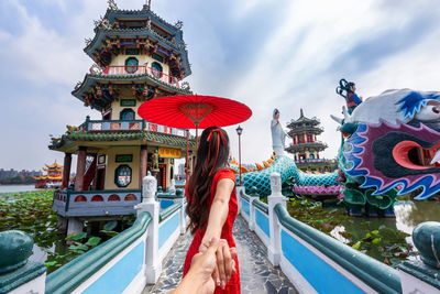 Low angle view of traditional building against sky