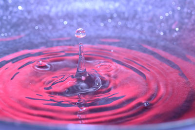 Close-up of drop splashing water