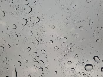 Full frame shot of raindrops on glass window