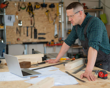 Man working at table