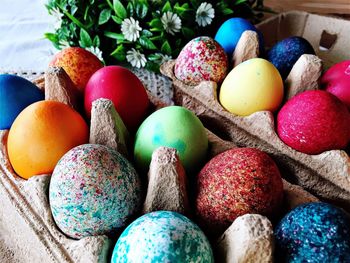 Close-up of colorful easter eggs