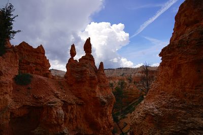 Panoramic view of rock formations on landscape against sky