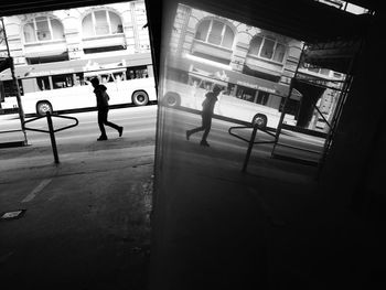 Woman standing in city