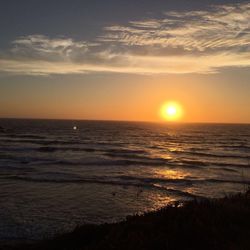 Scenic view of sea at sunset