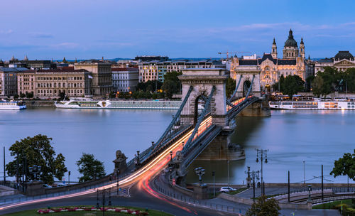 High angle view of bridge over river