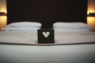 Close-up of heart shape on table