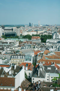 High angle view of townscape against sky