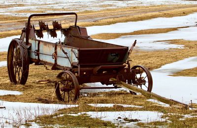 Bicycles on field during winter