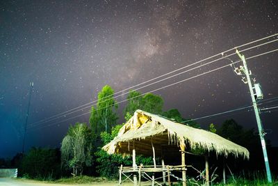 Low angle view of house at night