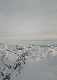 Scenic view of snow covered landscape against sky