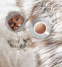 High angle view of tea on table