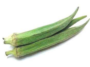 Close-up of green leaf against white background