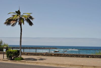 Scenic view of sea against clear sky