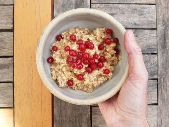 Directly above shot of breakfast served in bowl on table