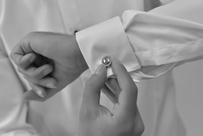 Close-up of woman holding hands