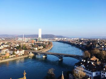 High angle view of bridge over river in city