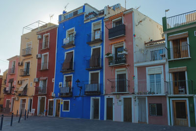 Low angle view of residential buildings against sky