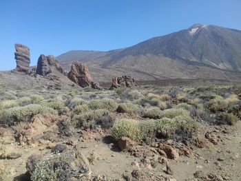 Pico de teide volcano against clear sky at tenerife island