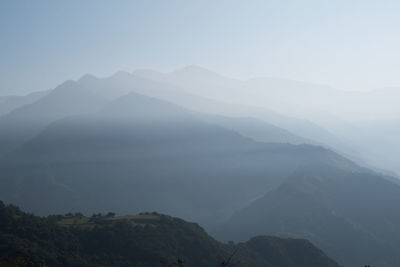 Scenic view of mountains against clear sky