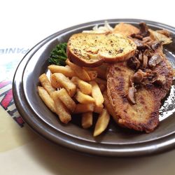 Close-up of food in plate on table