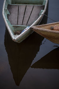 Close-up of boat on lake