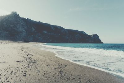 Scenic view of sea against clear sky