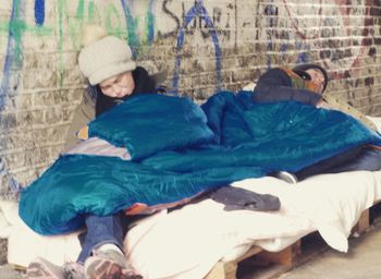 Man sleeping in park