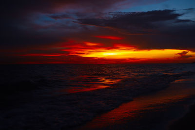 Scenic view of sea against sky during sunset