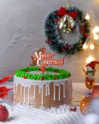 Close-up of christmas decorations on table