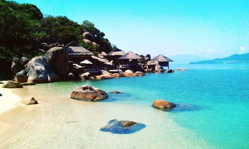 Scenic view of sea against clear sky