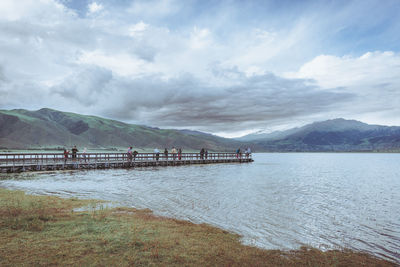 Scenic view of lake against sky