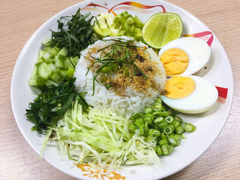 High angle view of meal served in plate