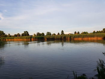 Scenic view of lake against sky