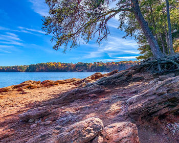 Scenic view of rocks against sky