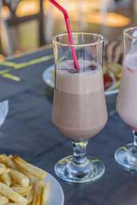 Close-up of drink in glass on table