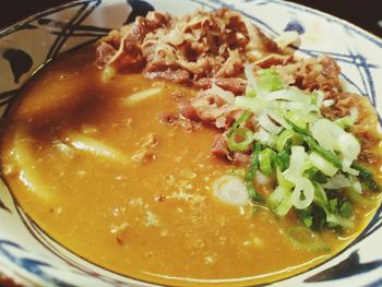 High angle view of meal served in plate