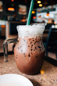 Close-up of coffee on table