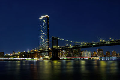 Illuminated city at waterfront