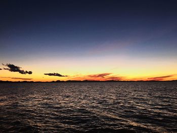 Scenic view of sea against sky at sunset