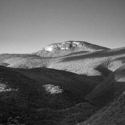 Scenic view of arid landscape against clear sky